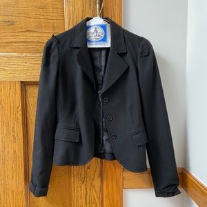 Black Frayed Fitted Blazer by a.m.m.
